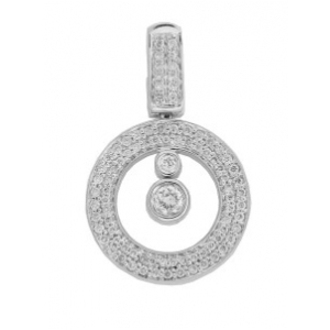 .64 ct Diamond 18k White Gold Ladies 3 Circle Pendant