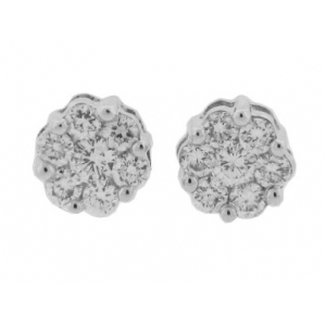.25 ct Round Diamond 14k White Gold Cluster Stud Earrings