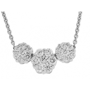 1 ct 3 Stone Cluster Diamond 18k Gold Necklace