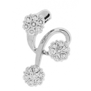 1 ct Round Diamond 14k Gold Cluster 3 Flower Pendant