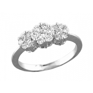.50 ct 3-Stone Cluster Round Diamond Engagement Ring 18k