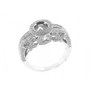 Vintage Milgrain Diamond Semi Mounting Engagement Ring