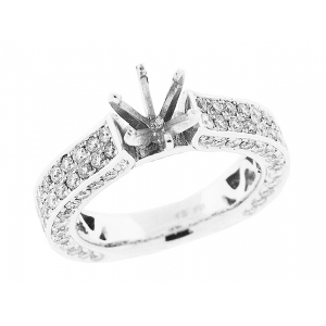 1.7 ct Semi Mount Round Diamond Engagement 18k Gold Ring