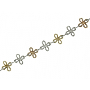 2.63ct Diamond 18k White & Yellow & Pink Gold Cross Linked Bracelet