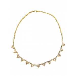 6.56ct Diamond 18k Yellow Gold Triangle Collar Necklace