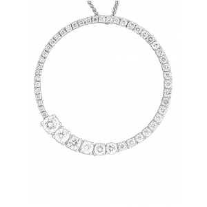 1.72 ct Journey Diamond Circle Pendant 18k White Gold
