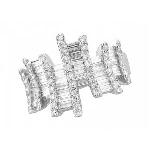 1.91 ct Round & Baguette Diamond 18k White Gold Ring