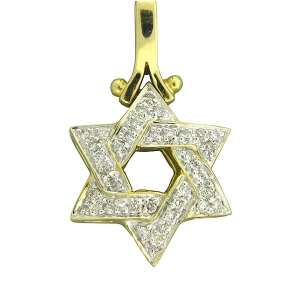 Diamond Pave Star of David 18k Yellow Gold Charm Pendant