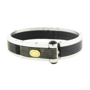 SAURO Men's Stainless Steel 18k Gold & Rubber Bracelet