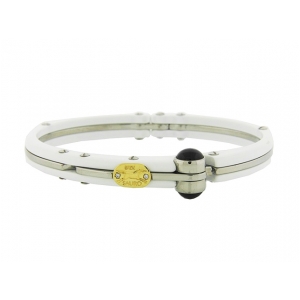 SAURO Unisex Stainless Steel 18k Gold Diamond Bracelet