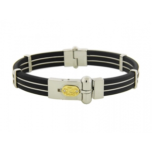 SAURO Men's Stainless Steel 18k Gold & Rubber Bracelet