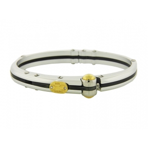 SAURO Men's Stainless Steel 18k Gold & Rubber Bracelet