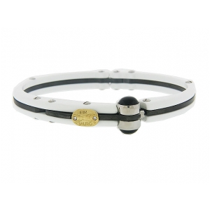 SAURO Diamond 18k Gold & Stainless Steel Black & White Bracelet