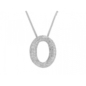 3/4ct Diamond 18k White Gold Circle Pendant With Chain