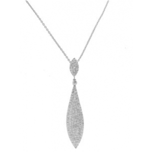 .73 ct Pave Diamond 18k White Gold Leaf Pendant Necklace