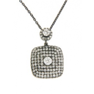 1 ct Diamond 18k Black Gold Square Pendant Necklace