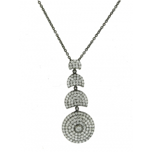 Size Order Full Circle Shape Diamond & 18k Black Gold Neckalce