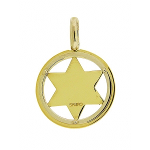 SAURO Italy 18k Yellow Gold Star of David Pendant