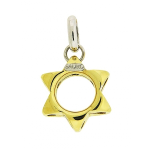 SAURO Italy 18k Two-Tone Gold Star of David Pendant