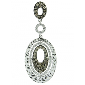 0.77ct Diamond Oval Shape 18k White & Black Hammered Gold Pendant