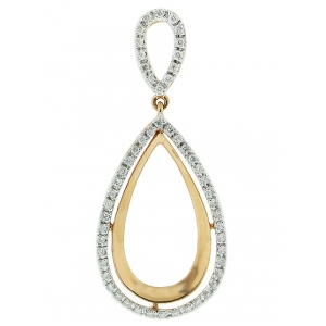 0.30ct Pave Diamond & 18k Pink Gold Pear Shape Dangle Pendant