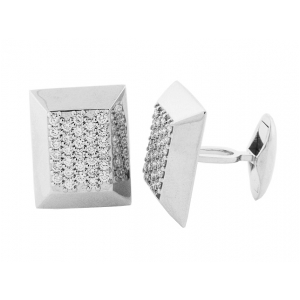 1.27 ct Round Diamond 18k White Gold Square Cufflinks