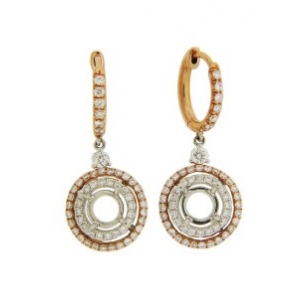 1.02 ct Diamond Semi Mount 18k Two Tone Gold Dangle Earrings