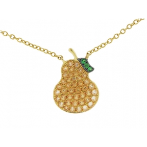 18k Yellow Gold & Diamond Pear Pendant Necklace