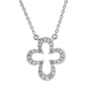 Diamond Open Cross 18k White Gold Necklace