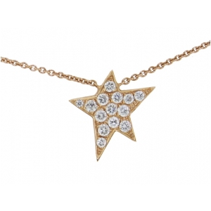 18k Pink Gold & Pave Diamond Star Necklace