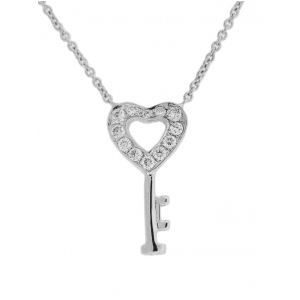 Diamond Key Charm 18k White Gold Necklace