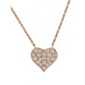 Pave Diamond 18k Rose Gold Heart Pendant Necklace