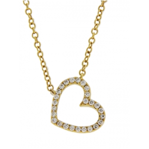 Diamond Open Heart 18k Yellow Gold Necklace