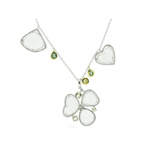 17.75ct White Topaz Multi Gemstone & Diamond White Gold Necklace