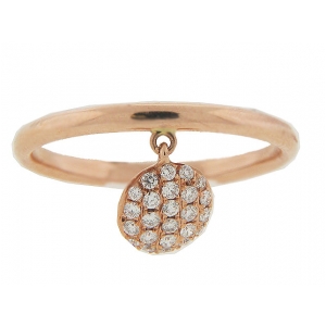 Pave Circle Diamond Charm 18k Rose Gold Ring