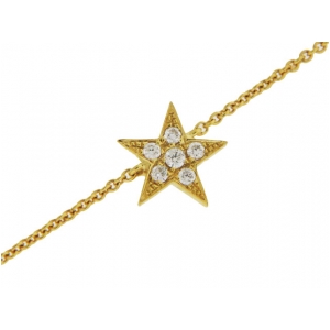 Diamond 18k Yellow Gold Star Charm Chain Bracelet