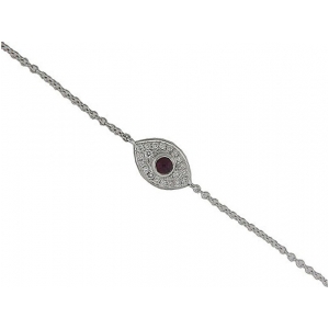 Diamond & Ruby 18k White Gold Evil Eye Bracelet