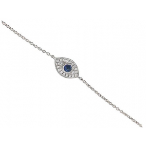 Diamond & Sapphire 18k White Gold Evil Eye Bracelet
