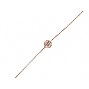 18k Rose Gold 0.17ct Diamond Pave Circle Chain Bracelet