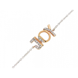 Pave Diamond JOY 18k Two Tone Gold Bracelet