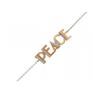 Diamond PEACE 18k Two Tone Gold Bracelet