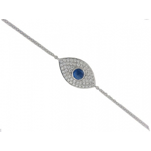 1.27 ct Diamond & Blue Sapphire 18k Gold Evil Eye Bracelet