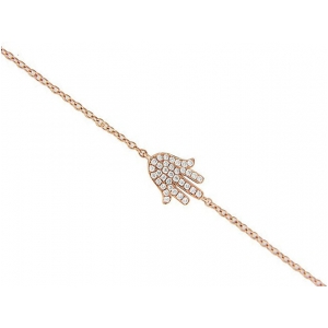 Pave Diamond 18k Rose Gold Evil Eye Hamsa Hand Bracelet