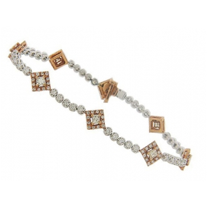 2.13ct Round & Princess Cut Diamond 18k White & Rose Gold Bracelet