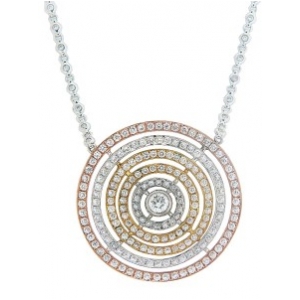 3.3ct Diamond 18k Tri Tone Gold Multi Circle Necklace