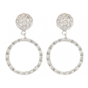 0.52ct Pave Diamond White Gold Circle Shape Dangle Earring