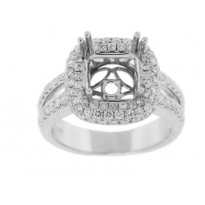 1.22 ct Diamond 18k White Gold Semi Mount Square Engagement Ring