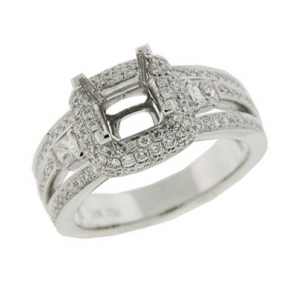 1.04 ct Semi Mount Pave Diamond Engagement 18k Gold Ring