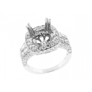 Baguette & Round Diamond Semi Mounting Engagement Ring