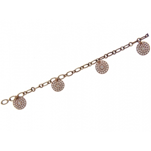 Multi Circle Shape Pave Diamond & 18k Pink Gold Bracelet